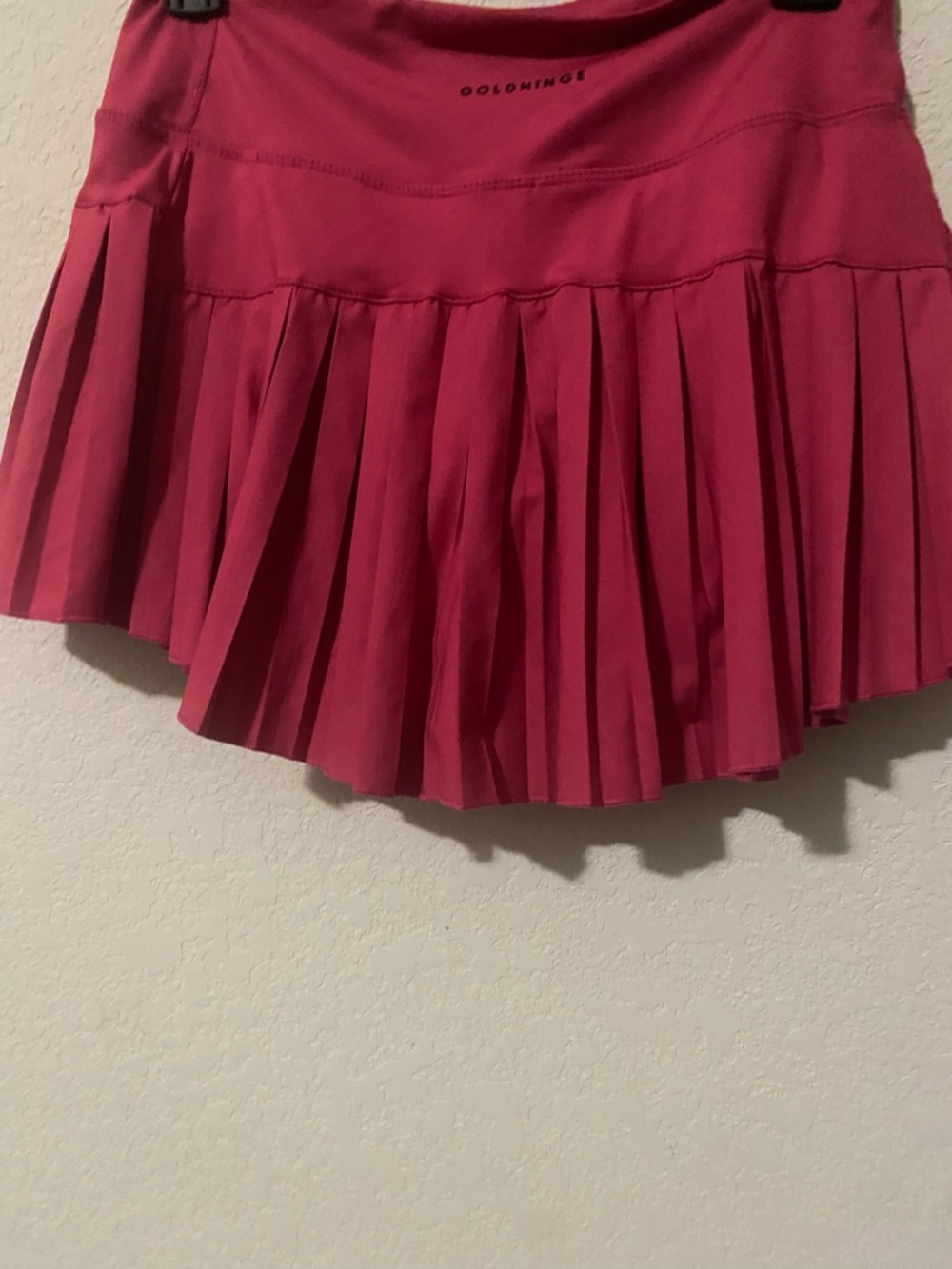 Gold Hinge Pink Pleated Tennis Pickleball Golf Attached Shorts Mini Skirt S - Picture 10 of 12